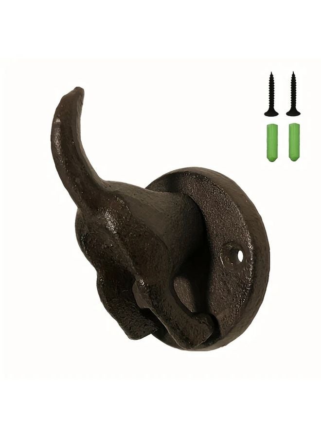 Vintage Cast Iron Dog Tail Coat Hook Wall Mounted 1pc Durable Metal Hanger - Image 1