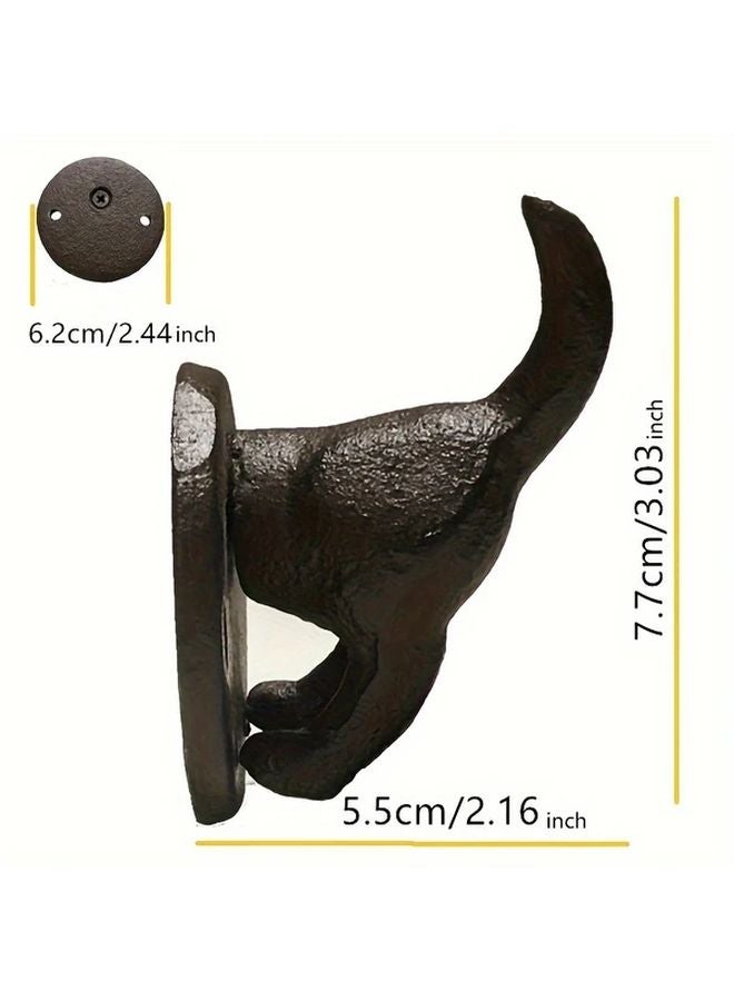 Vintage Cast Iron Dog Tail Coat Hook Wall Mounted 1pc Durable Metal Hanger - Image 4