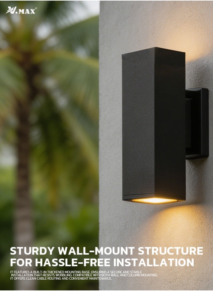 Vmax Modern Outdoor LED Wall Light 2x5W Up Down Lamp IP65 Waterproof Aluminum Wall Sconce 3000K Warm White COB LED Exterior Indoor Wall Mount Light AC220-240V - Image 4