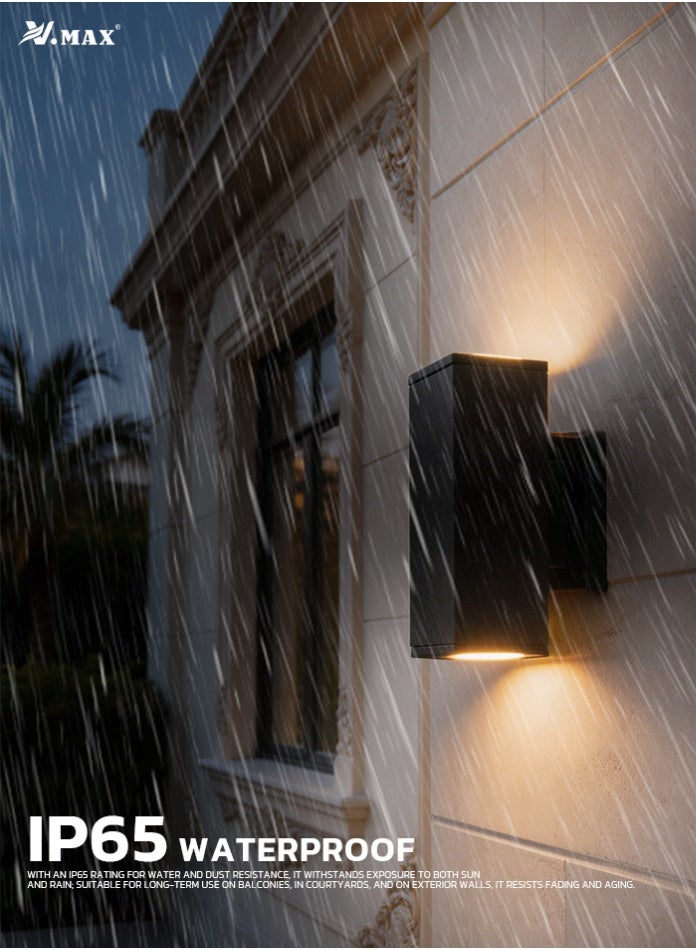 Vmax Modern Outdoor LED Wall Light 2x5W Up Down Lamp IP65 Waterproof Aluminum Wall Sconce 3000K Warm White COB LED Exterior Indoor Wall Mount Light AC220-240V - Image 5