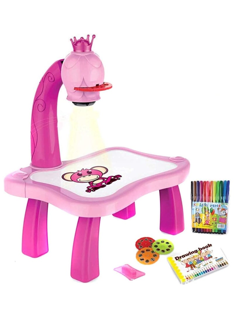 مجموعة بروجكتور لعبة للتعلم والرسم، مكتب بروجكتور رسم للاطفال، جهاز عرض تعليمي ذكي يشغل موسيقى واضواء - Image 3