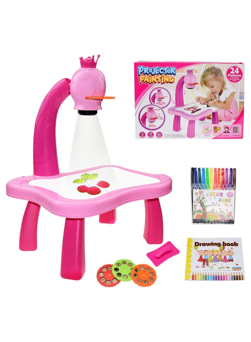 مجموعة بروجكتور لعبة للتعلم والرسم، مكتب بروجكتور رسم للاطفال، جهاز عرض تعليمي ذكي يشغل موسيقى واضواء - Image 2