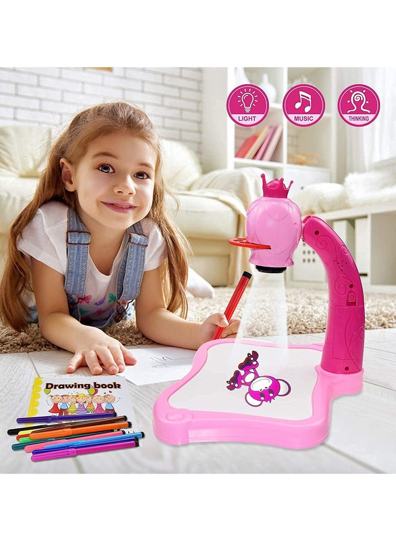 مجموعة بروجكتور لعبة للتعلم والرسم، مكتب بروجكتور رسم للاطفال، جهاز عرض تعليمي ذكي يشغل موسيقى واضواء - Image 5