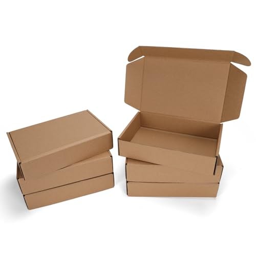 Serwrsw 9x6x2 inch Shipping Boxes Set of 6 Brown, Inner Size 8.6x5.6x1.6 inch Cardboard Box Mailers for Small Business Packaging Mailing or Gift Wrapping Giving - Image 1