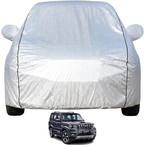 Pivalo Car Cover for Scorpio N All Model & Years (2022-2026) 100% Waterproof with Mirror Pockets, Triple Stitched Bottom Elastic Dustproof Full Body Protection (Heat & UV Resistant, Silver) - Image 1