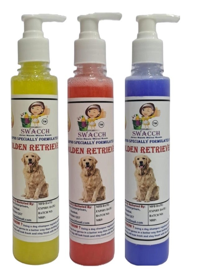 SWACCH Premium Shampoo for Golden Retriever (200ML) (Combo Pack of 3) Lemon, Strawberry & Lavender - Image 1
