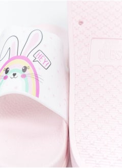CUBS Bunny Print Everyday Wear eco-friendly PVC Slides for Girls, Lightweight, Easy to Wash and Anti-Slip Soles  - Image 1