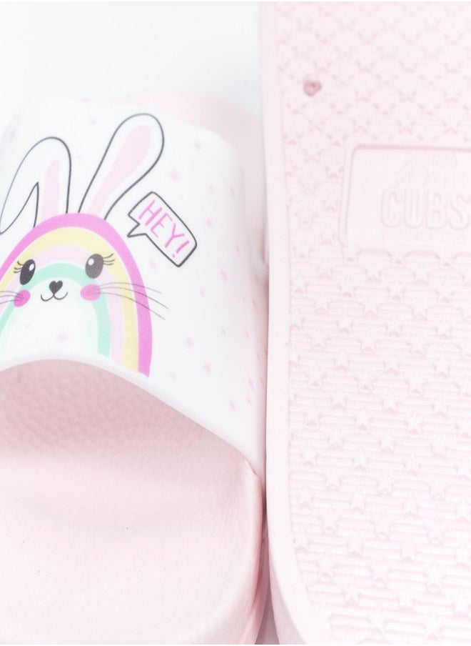 CUBS - Bunny Print Everyday Wear eco-friendly PVC Slides for Girls, Lightweight, Easy to Wash and Anti-Slip Soles - Image 1