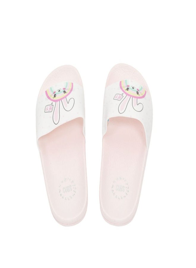 CUBS - Bunny Print Everyday Wear eco-friendly PVC Slides for Girls, Lightweight, Easy to Wash and Anti-Slip Soles - Image 1