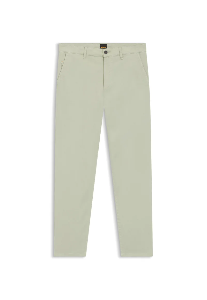 BOSS Tapered-fit chinos in stretch-cotton satin