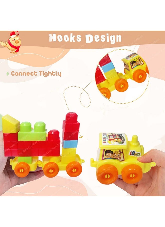 FunBlast FunBlast Train Engine Building Blocks for Kids - DIY Plastic Building Blocks for Kids Puzzle Games for Kids, Toys for Children Educational & Learning Toy for Kids, Girls & Boys (48 Pcs-Multicolor)  - Image 3