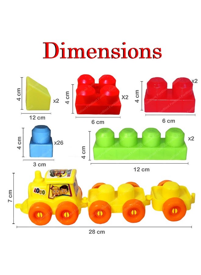 FunBlast FunBlast Train Engine Building Blocks for Kids - DIY Plastic Building Blocks for Kids Puzzle Games for Kids, Toys for Children Educational & Learning Toy for Kids, Girls & Boys (48 Pcs-Multicolor)  - Image 2