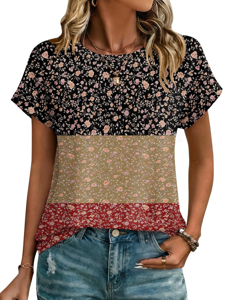 Zeagoo Vintage Tees for Women Short Sleeve Summer Tops Crew Neck Casual Tshirts Cute Plus Size Blouses Work Shirts - Image 1