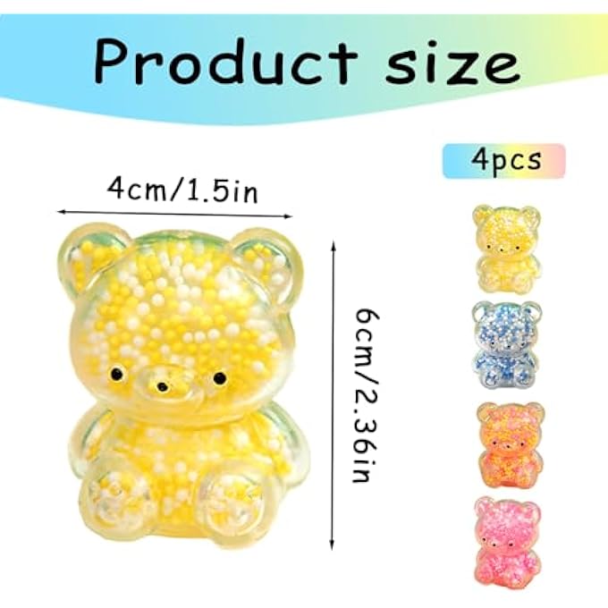SSKHE Pack of 4 Little Bear Fudge Presser Toys, Stress Relief, Relaxation and Stress Relief, Birthday Gifts for Adults and Children - Image 2