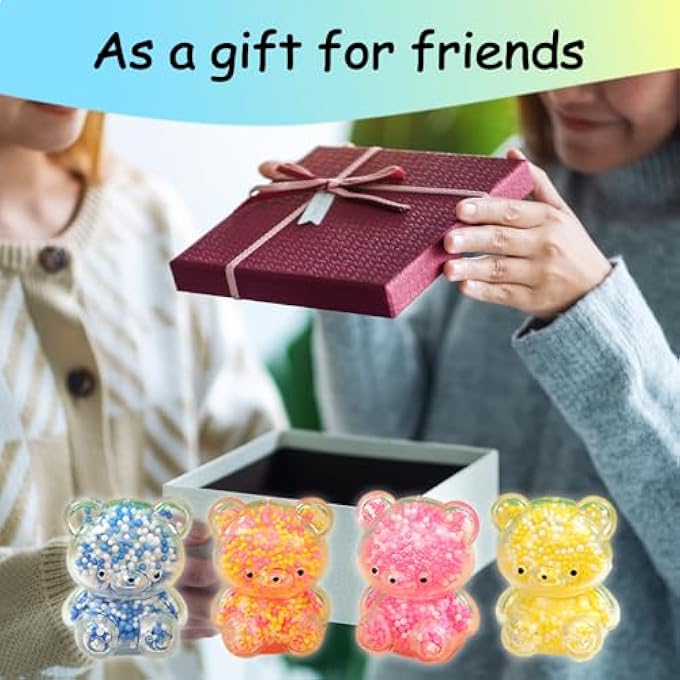 SSKHE Pack of 4 Little Bear Fudge Presser Toys, Stress Relief, Relaxation and Stress Relief, Birthday Gifts for Adults and Children - Image 5
