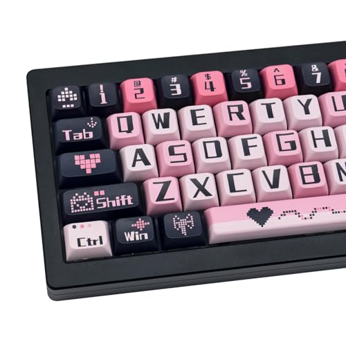 COOMICKEY PBT Keycaps 131 Keys Black Pink Keycaps Dye-Sublimation Cute Keycap XDA Profile for Cherry Gateron MX Switches Mechanical Keyboards - Image 1