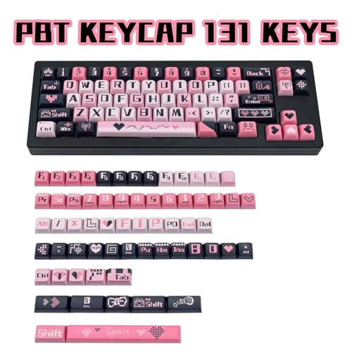 COOMICKEY PBT Keycaps 131 Keys Black Pink Keycaps Dye-Sublimation Cute Keycap XDA Profile for Cherry Gateron MX Switches Mechanical Keyboards - Image 2