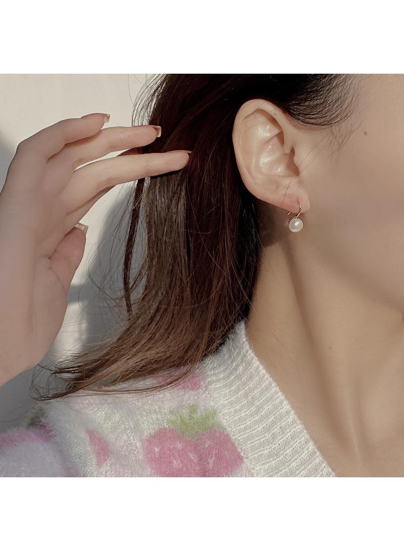 18K Gold High Heels Pearl Earrings for Women