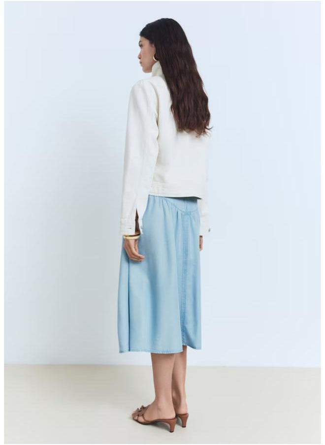 MANGO Soft Denim Midi-Skirt With Gathered Detail  - Image 2