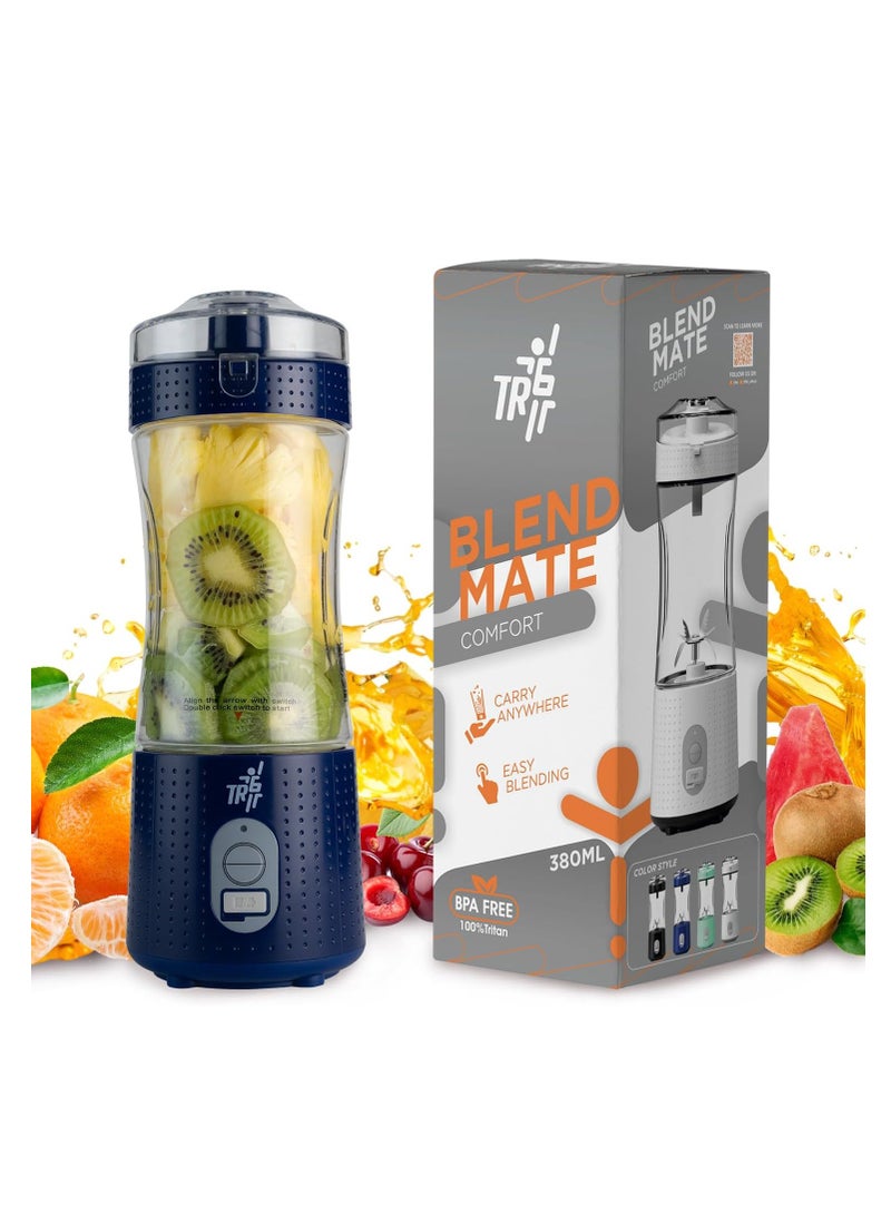 TR6 Blendmate Portable Convenient Blender for Smoothies, Protein Shakes, and Ice Crushing - 380ml, Tritan, 4000mAh Battery, USB-C Port, and Drinking Cap (Blue) - Image 1