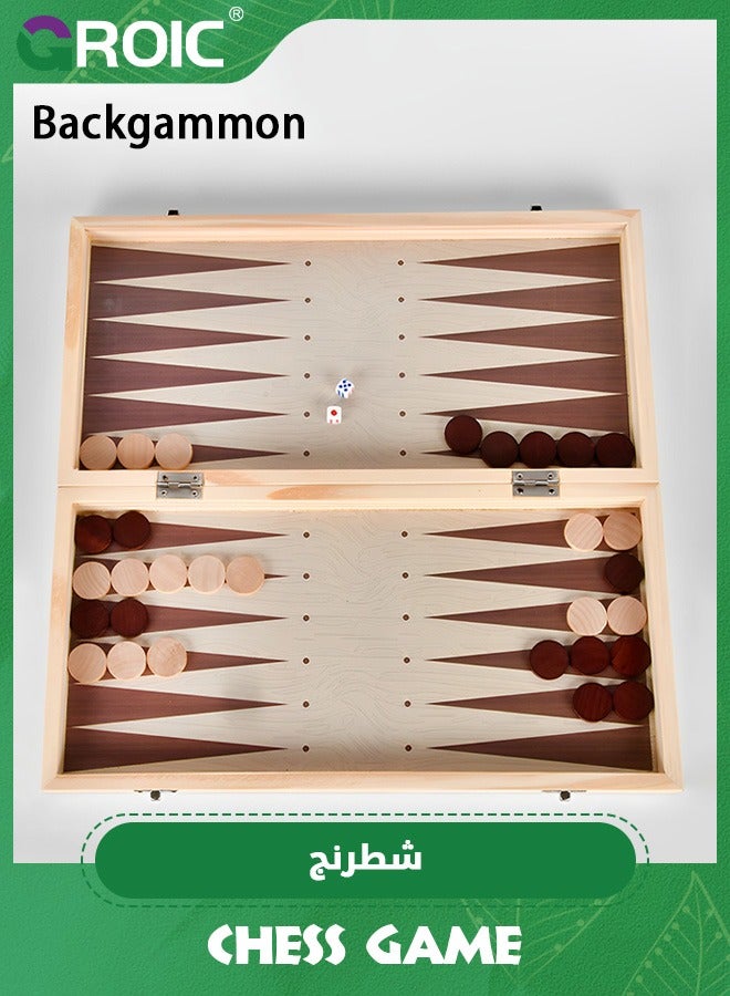 GROIC 3 in 1 Chess Set,Travel Chess, Checkers and Backgammon Set,Folding Chess Board,wood Chess Checkers Backgammon Sets,Portable Educational Learning Toys - Image 5