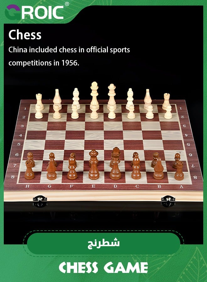 GROIC 3 in 1 Chess Set,Travel Chess, Checkers and Backgammon Set,Folding Chess Board,wood Chess Checkers Backgammon Sets,Portable Educational Learning Toys - Image 4