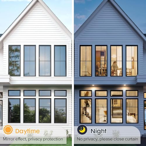 WISDOM One Way Mirror Window Film Daytime Privacy, Sun Blocking Heat Control Anti UV Reflective Film Static Cling Window Tint for Home Office Living Room (35% Black Film, 20" x 100) - Image 3