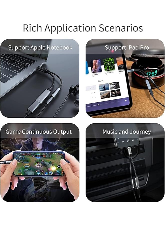 إيروريكس محول شاحن وسماعة رأس USB C إلى 3.5 مم 2 في 1 منفذ شحن USB C PD 3.0 إلى مقبس صوت Aux وكابل دونجل شحن سريع متوافق مع Samsung S21 S20 S20+ Ultra Google Pixel 4 3 Xl  - Image 3