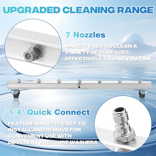M MINGLE 24” Undercarriage Pressure Washer Attachment, Undercarriage Sprayer with 7 Nozzles, Under Car Washer with 3 Pieces Extension Wand, 4000 PSI - Image 2