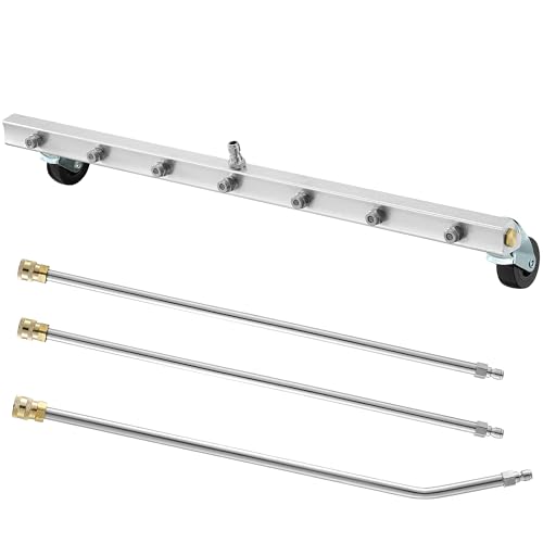M MINGLE 24” Undercarriage Pressure Washer Attachment, Undercarriage Sprayer with 7 Nozzles, Under Car Washer with 3 Pieces Extension Wand, 4000 PSI - Image 1