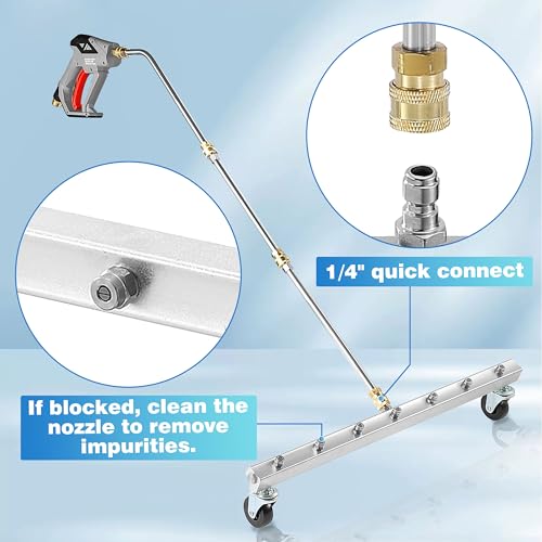 M MINGLE 24” Undercarriage Pressure Washer Attachment, Undercarriage Sprayer with 7 Nozzles, Under Car Washer with 3 Pieces Extension Wand, 4000 PSI - Image 5