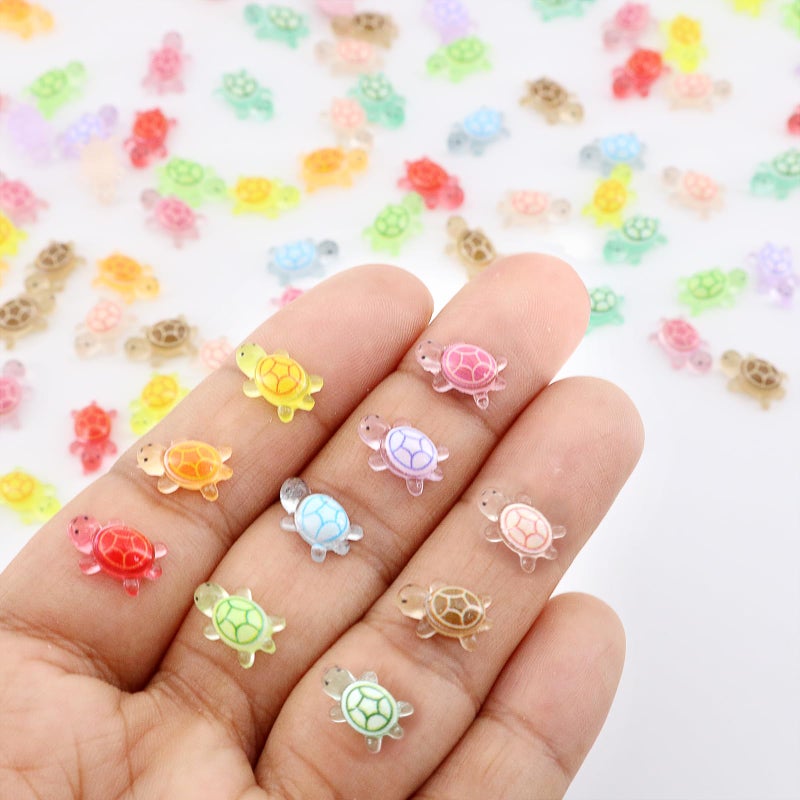 QUPIVA 120Pcs Mini Resin Turtles, Glow in The Dark Miniature Tiny Turtles for Crafts, Micro Resin Animals Figurines for DIY Fairy Garden Dollhouse Micro Landscaping Decoration - Image 2