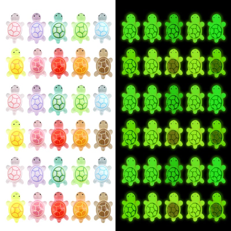 QUPIVA 120Pcs Mini Resin Turtles, Glow in The Dark Miniature Tiny Turtles for Crafts, Micro Resin Animals Figurines for DIY Fairy Garden Dollhouse Micro Landscaping Decoration - Image 3