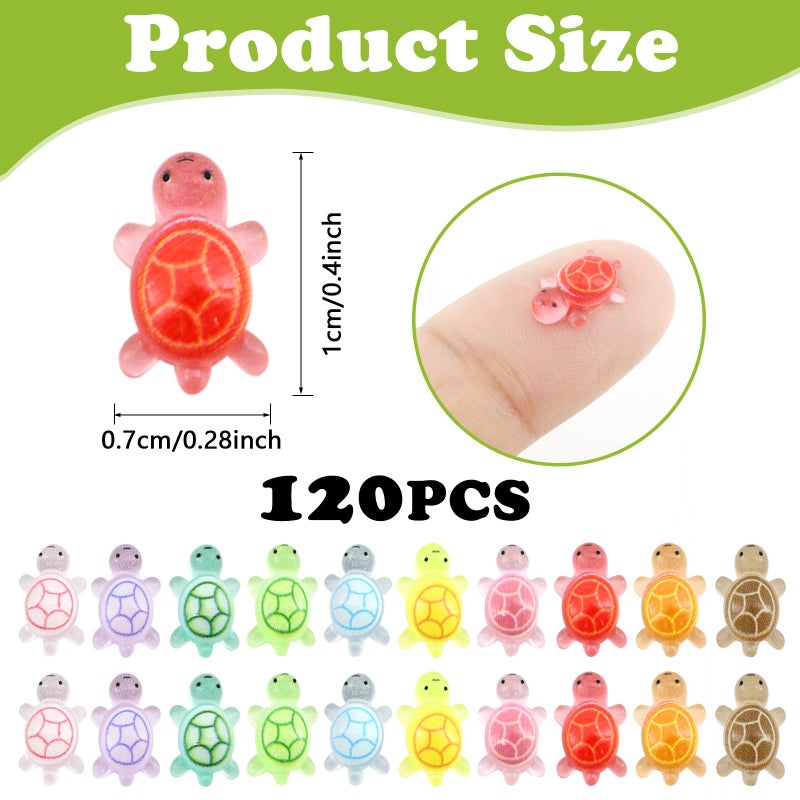 QUPIVA 120Pcs Mini Resin Turtles, Glow in The Dark Miniature Tiny Turtles for Crafts, Micro Resin Animals Figurines for DIY Fairy Garden Dollhouse Micro Landscaping Decoration - Image 5