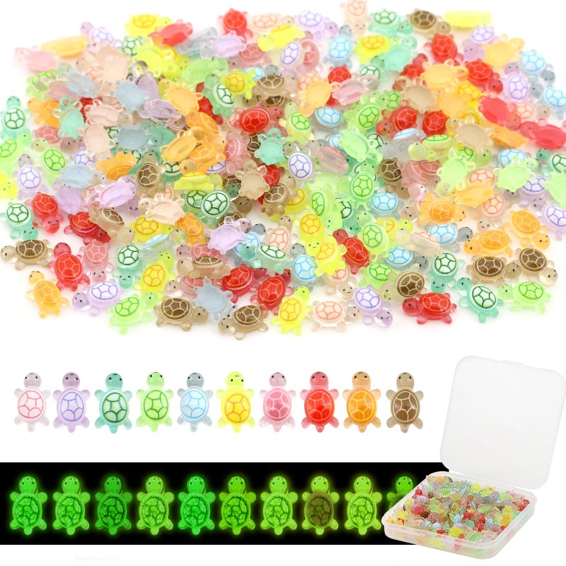 QUPIVA 120Pcs Mini Resin Turtles, Glow in The Dark Miniature Tiny Turtles for Crafts, Micro Resin Animals Figurines for DIY Fairy Garden Dollhouse Micro Landscaping Decoration - Image 1