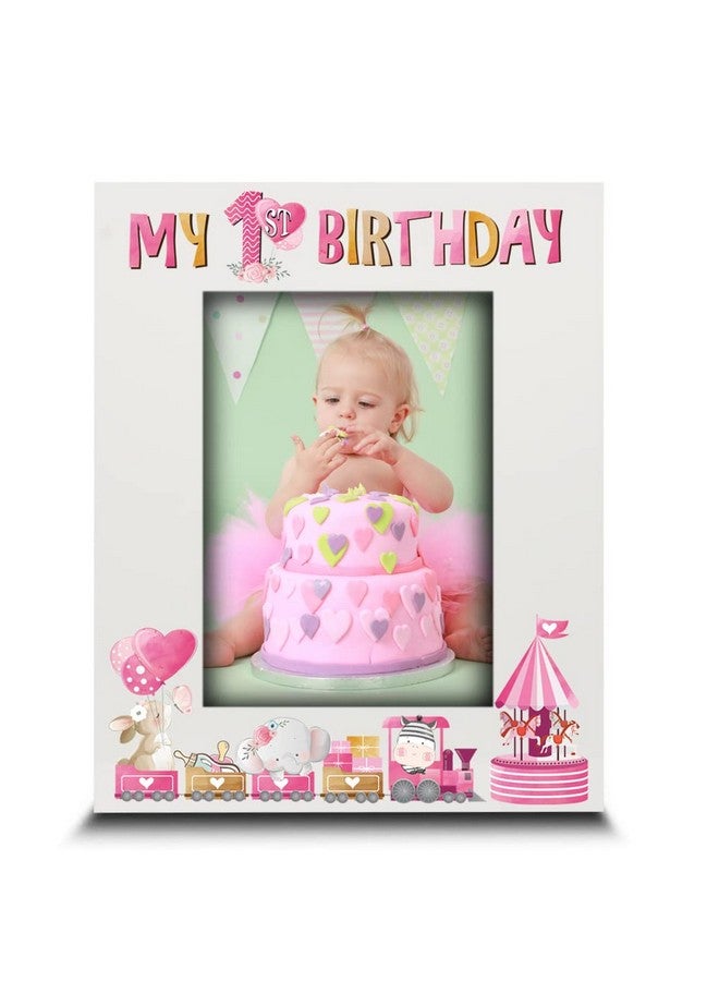 BELLA BUSTA My 1St Birthdaybaby Boy Baby Girl First Birthdayuv Print Wood Picture Frame (Girl 5X7 Vertical) - Image 2