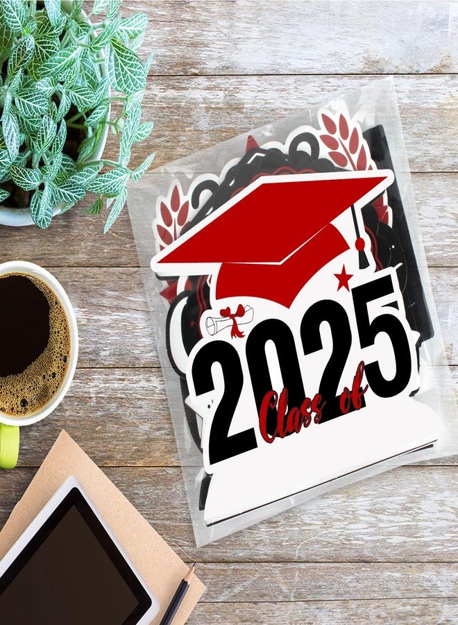 LINGTEER لينجتير تهانينا للخريجين، دفعة 2025، قطع مركزية على شكل قرص العسل لطاولة التخرج - 8 قطع، لافتة ديكورات حفل التخرج 2025 - أحمر. - Image 5
