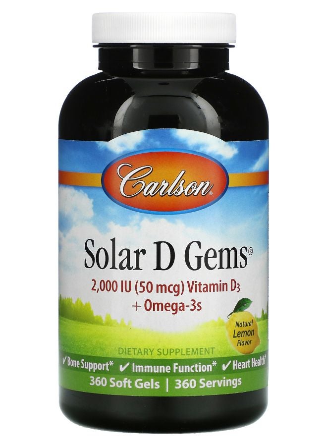 Carlson Solar D Gems®  Vitamin D3 + Omega-3s Natural Lemon 360 Soft Gels