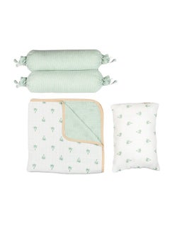 100% Organic Muslin Mini Crib Set/Includes Blanket-Pillow-Bolsters/Essential Infant Cot Bedding Set/Soft & Comfortable/Baby Gift Set/Mini Newborn Nursery Bundle - Palm - pzsku/Z3716E509BC6E455FA08BZ/45/_/1733730373/30aa1f41-8ee9-4147-bd03-c275618d6238