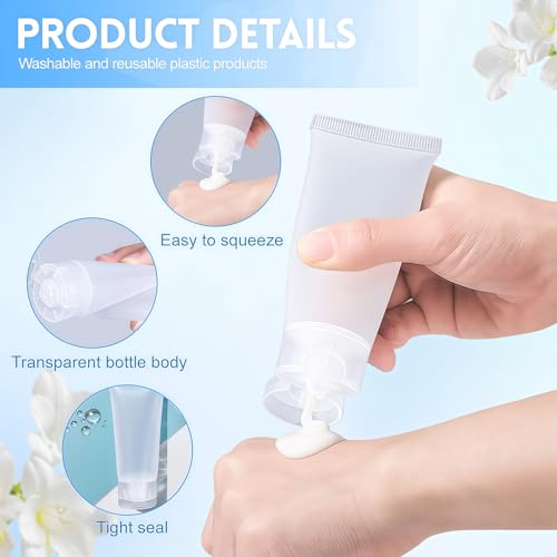 VANTOBEST 20Pcs Transparent Plastic Empty Tubes with Flip Cap Soft Tubes Squeeze Bottle Facial Cleaning Bottles Refillable Makeup Sample Holder Dispenser (15ml/0.5oz) - Image 4