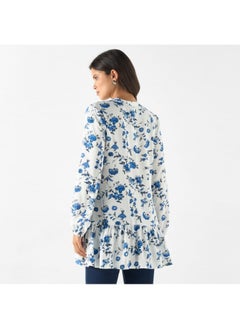 2Xtremz 2Xtremz All-Over Floral Print Tunic with Long Sleeves  - Image 2