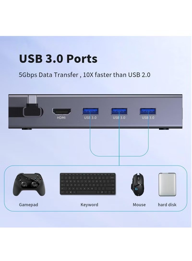 general Docking Station, 6-in-1 Steam Deck Dock with HDMI 2.0 4K@60Hz, Gigabit Ethernet, 3 USB 3.0 and 100W USB C Charging Port for Steam Deck and Asus Rog Ally - Image 5