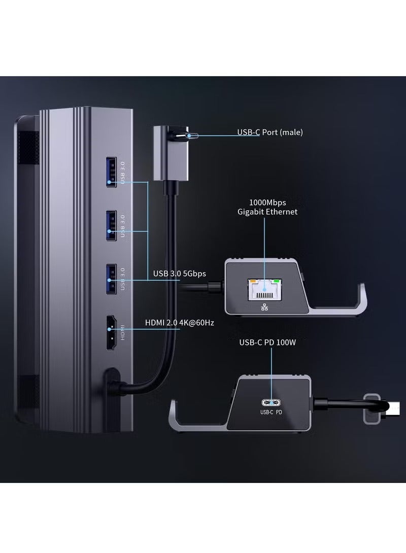 general Docking Station, 6-in-1 Steam Deck Dock with HDMI 2.0 4K@60Hz, Gigabit Ethernet, 3 USB 3.0 and 100W USB C Charging Port for Steam Deck and Asus Rog Ally - Image 2