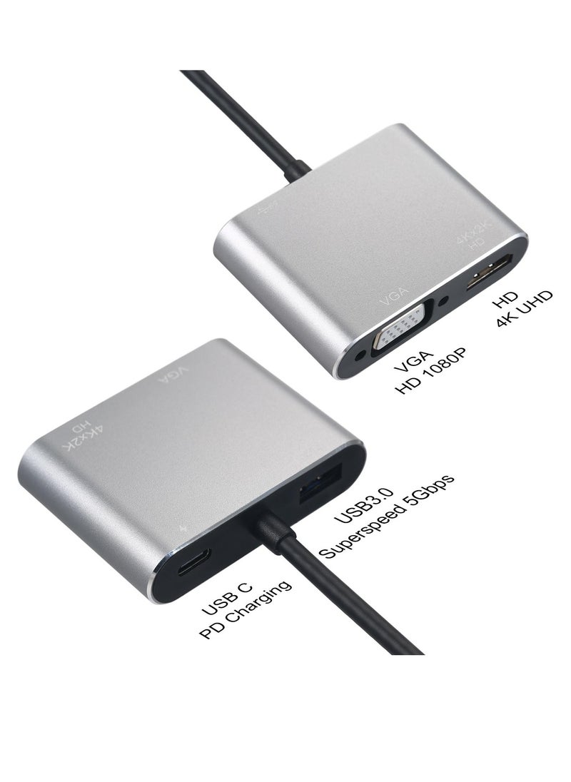 Generic 4-In-1 Hub Type-C To HD VGA Adapter Grey/Black  - Image 3