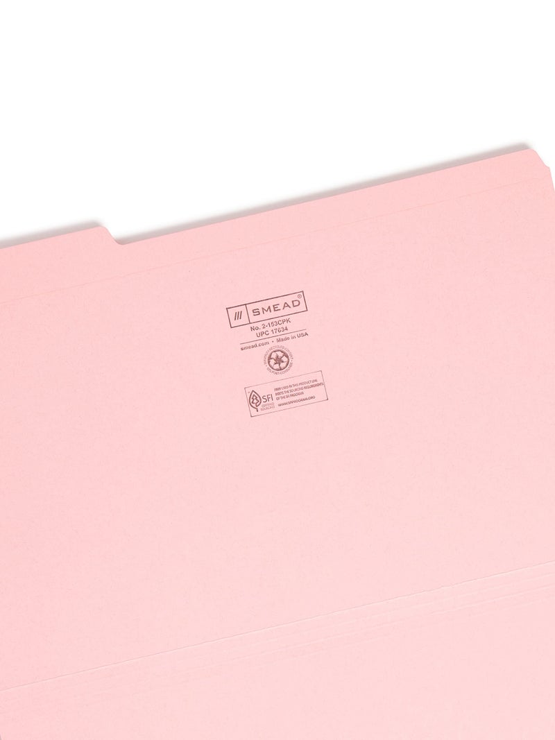 Smead File Folder, Reinforced 1/3-Cut Tab, Legal Size, Pink, 100 per Box (17634) - Image 3