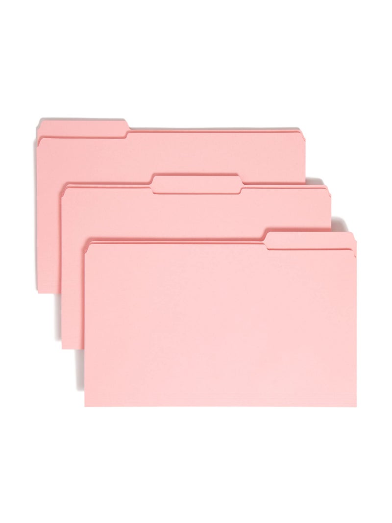 Smead File Folder, Reinforced 1/3-Cut Tab, Legal Size, Pink, 100 per Box (17634) - Image 1
