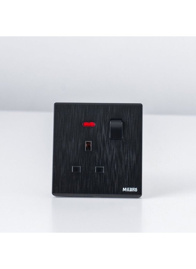 DANUBE HOME - Milano 13A Socket With Neon Single Switched Socket With Led Indicator Electrical Switches Sockets Outlets For Home Appliances Dp Aura Blk - Image 1