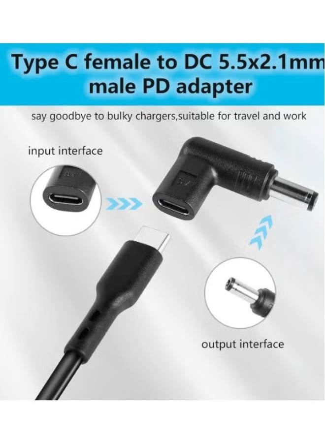 محول USB 3.1 من النوع C أنثى إلى DC ذكر، قابس محول شحن USB C إلى DC 9 فولت بزاوية 90 درجة، محاكي PD، لأجهزة الكمبيوتر المحمول، وجهاز التوجيه، وموصل شاحن مصدر الطاقة المحمول - Image 2