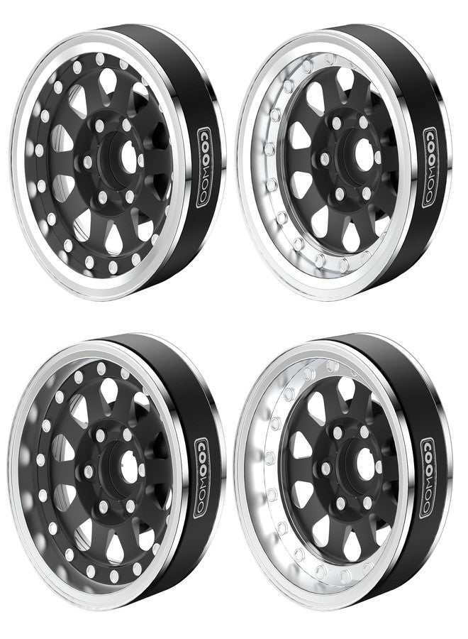 COOWOO RC Wheels Upgrade Parts, 1.9 in Beadlock Wheels Adjustable Offset for 1/10 TRX6 TRX4 or SCX10 RC Trucks, Made of Aluminum Alloy, Teardrop-Shaped, Set of 4, Black - Image 1