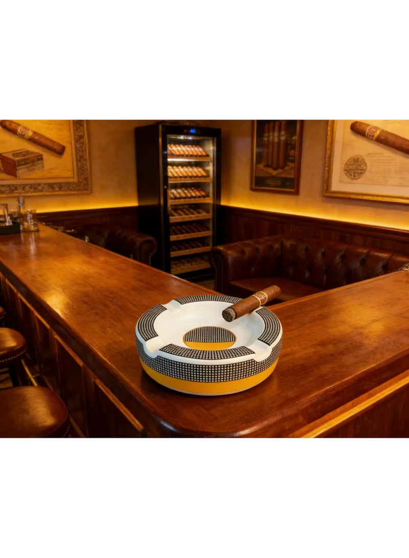 GUEVARA Cigar Ashtray | Large Round Ceramic Ash tray with 4 Rest for Cigar, Cigarettes | Outdoor & Indoor Use | Perfect for Patio, Lawn - Image 4